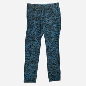 PT Torino Gillsans Stretch Tropical Floral Blue Black Skinny Jeans Size 35x34